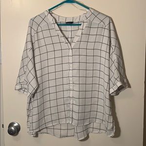 white and black dress blouse